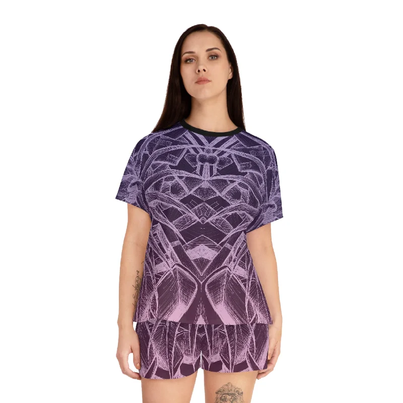 Inverted Sketch Orchid Bloom Women's Short Pajama Set