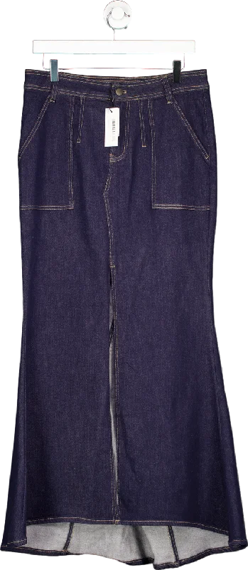 Karen Millen Stonewashed Stretch Denim Maxi Skirt UK 10