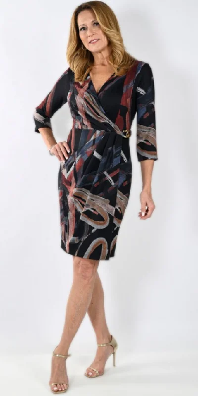 Black/ Rust Wrap Dress