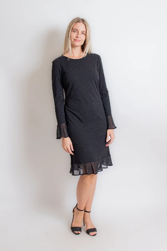 Black Knit Dress w/ Ruffle Hem