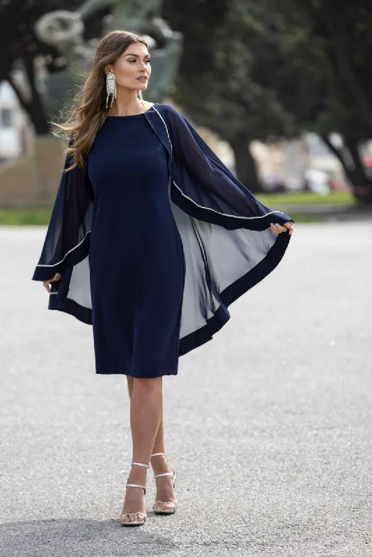 Midnight Blue Chiffon Overlay Dress