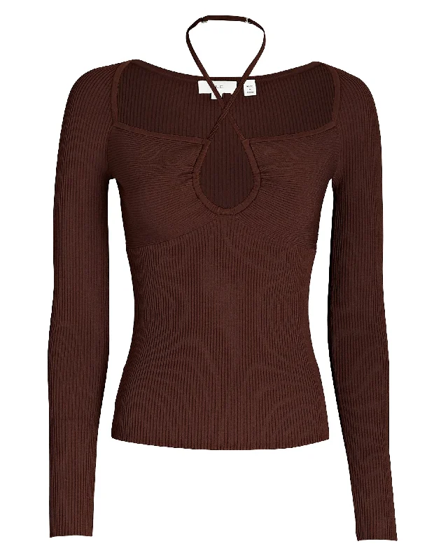 A.L.C. Annabelle Cross-Front Rib Knit Top