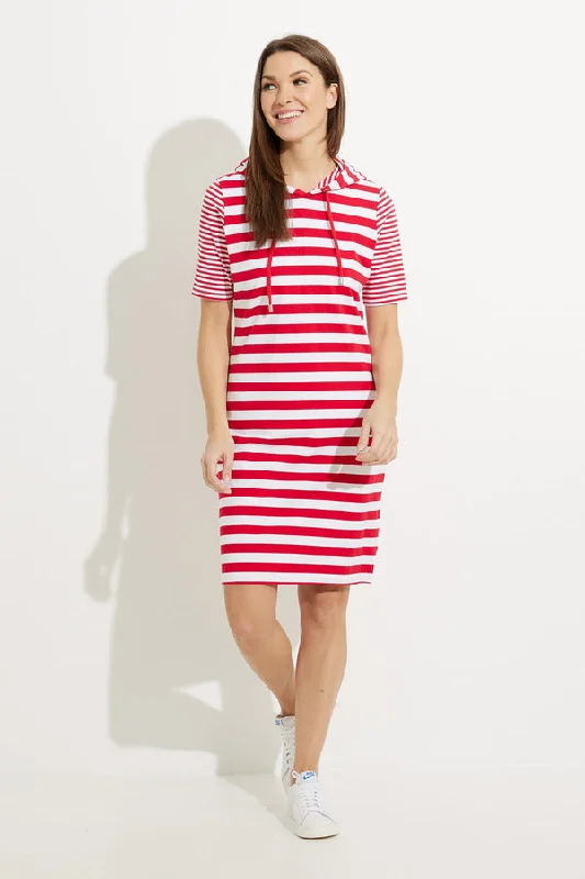 Red/ White Striped Drawstring Dress