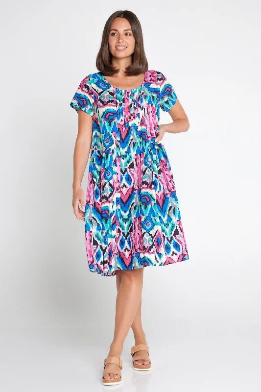 Emery Dress - Royal/Pink Ikat