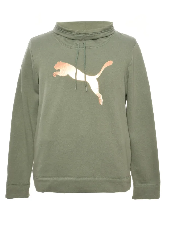 Light Green Puma Printed Sweatshirt - L