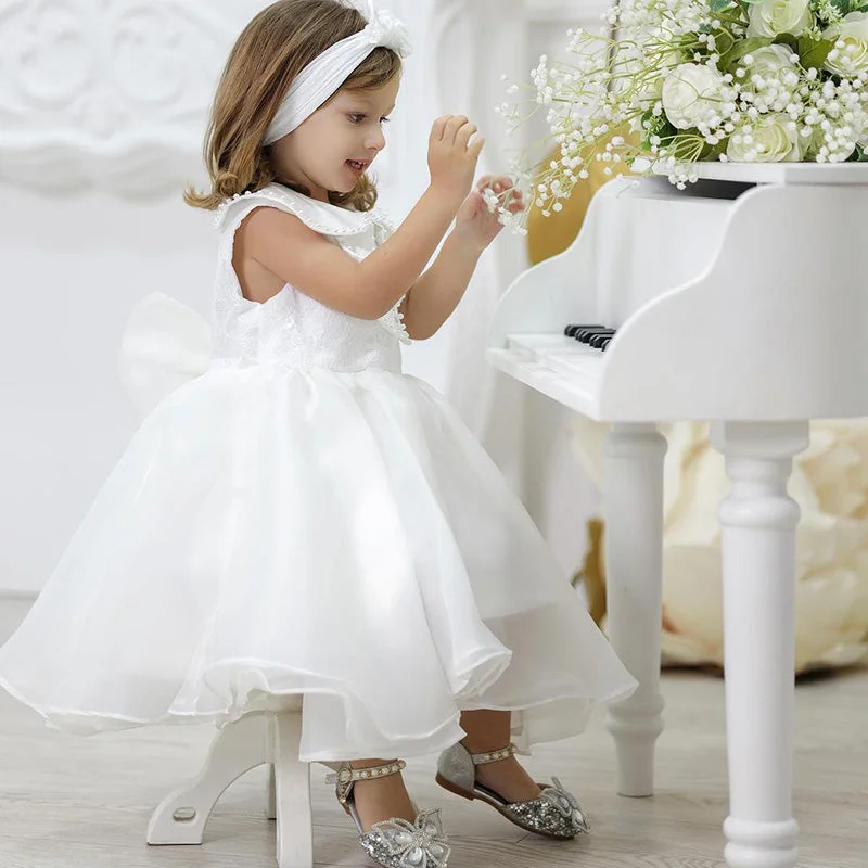 Lovely Baby Girl Pageant Dress Toddler White Birthday Princess Dress