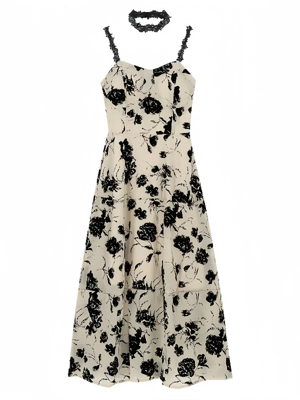 Romantic Sleeveless Monochrome Dress