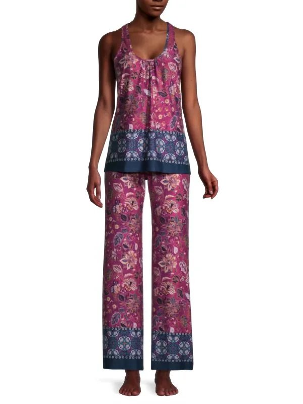 Waverly Two-Piece Pajama Set in Raspberry