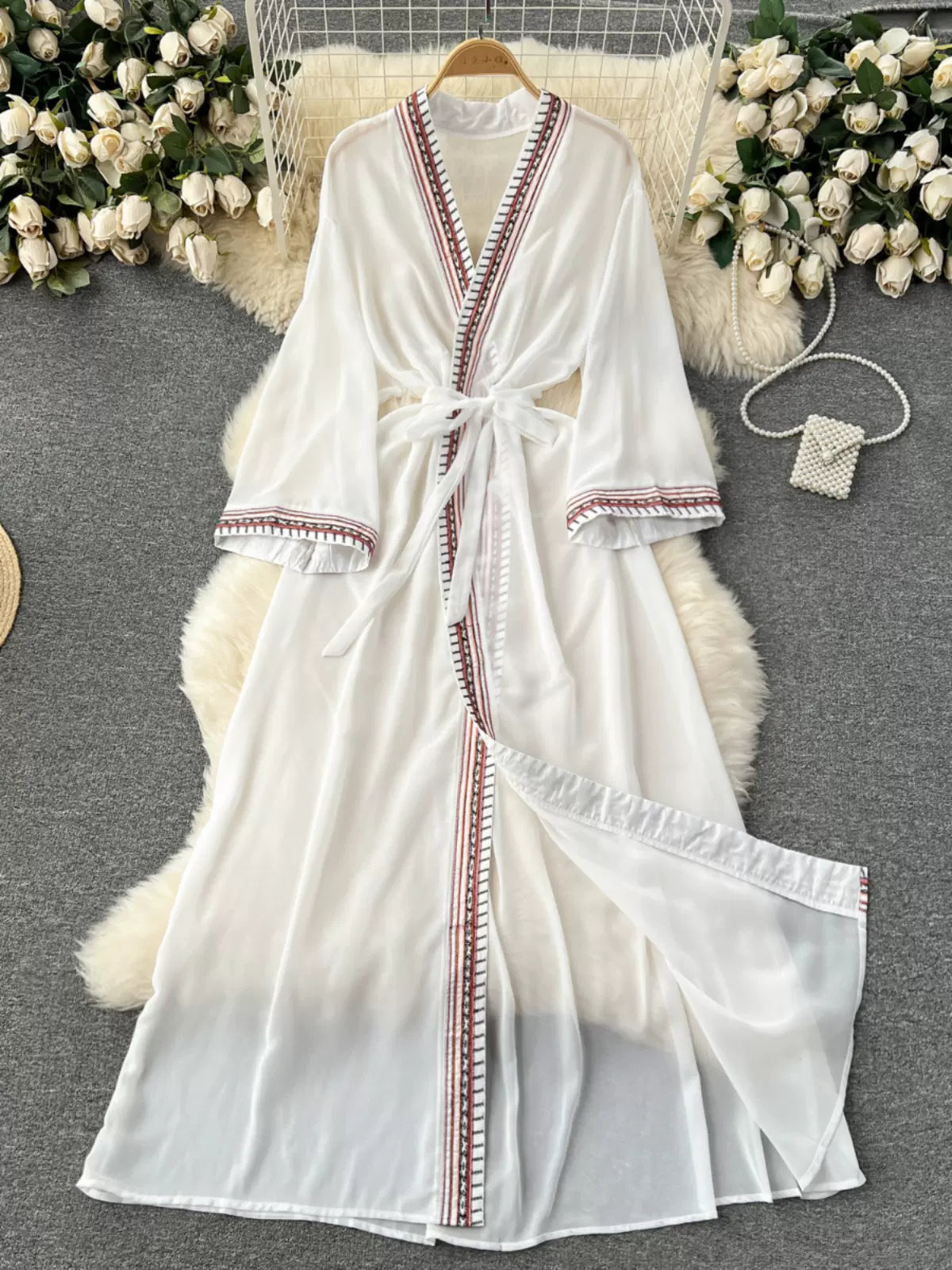 White Reimagination of Vintage Charm Robe