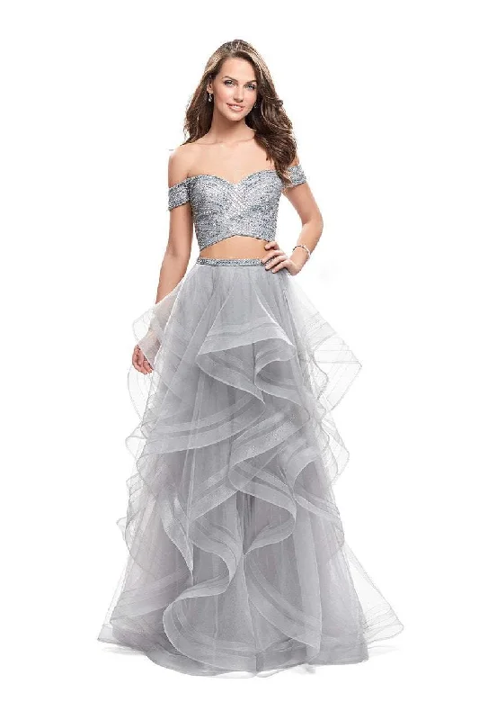 La Femme - 26169 Beaded Two Piece Tulle Ruffled A-line Dress