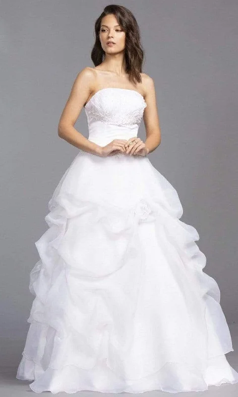 Trevi Collection Bridal - LH039 Straight Neck Layered Soft Tulle Dress