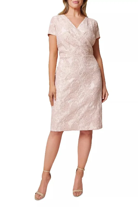 Adrianna Papell Metallic Jacquard V-Neck Sheath Dress (Plus Size)